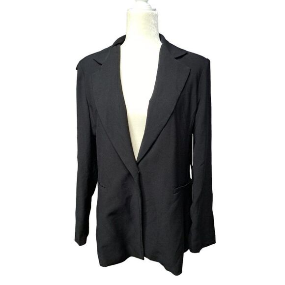 Lulu's Woman's Black Blazer Notch Lapel Long Sleeve Work Wear Processional  M - Picture 1 of 7